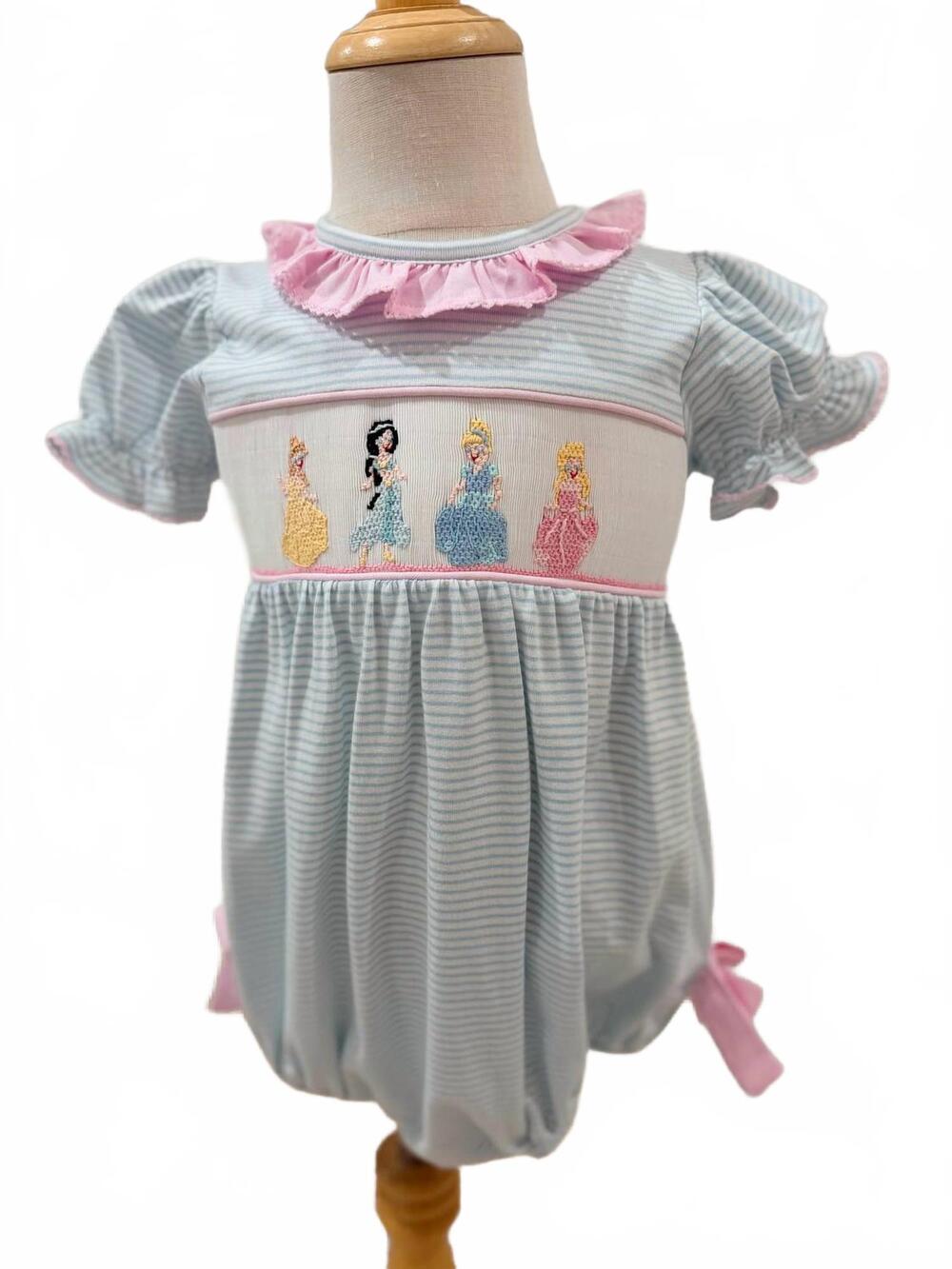 NEW BANANA SPLIT girls princess smocked bubble in blue